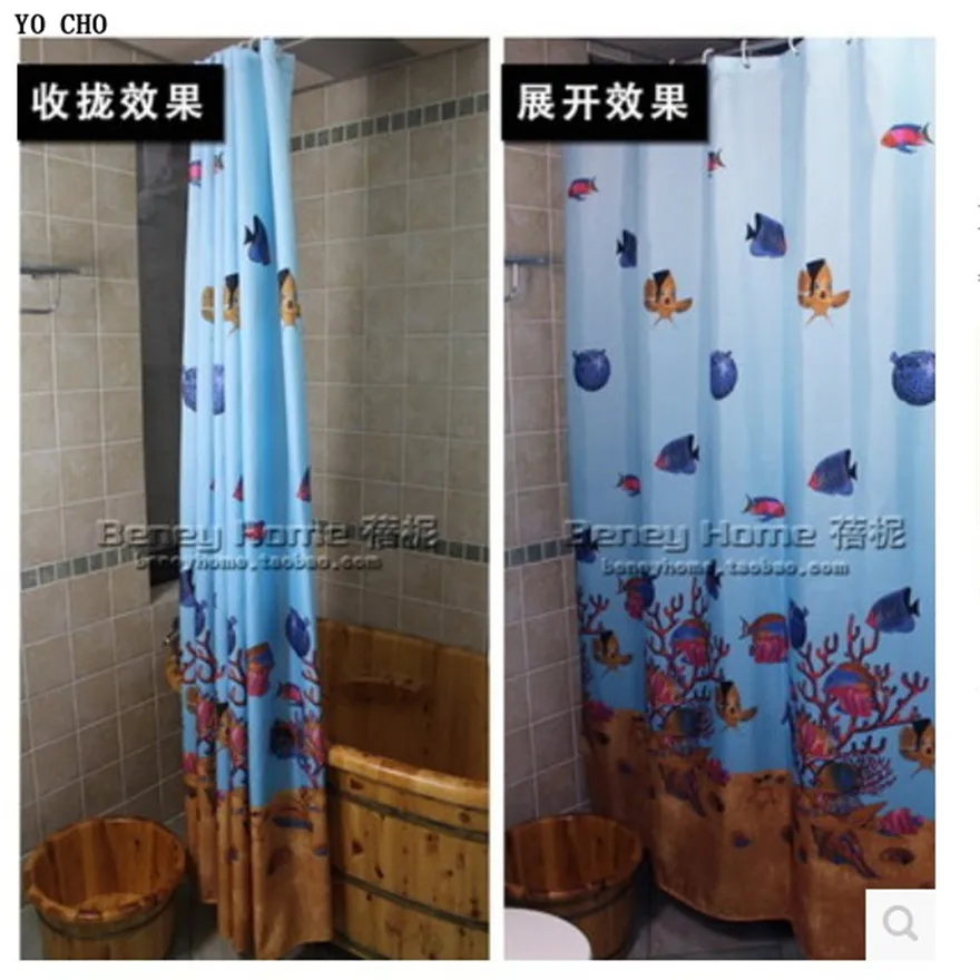 2014 The underwater world polyester cloth shower curtain