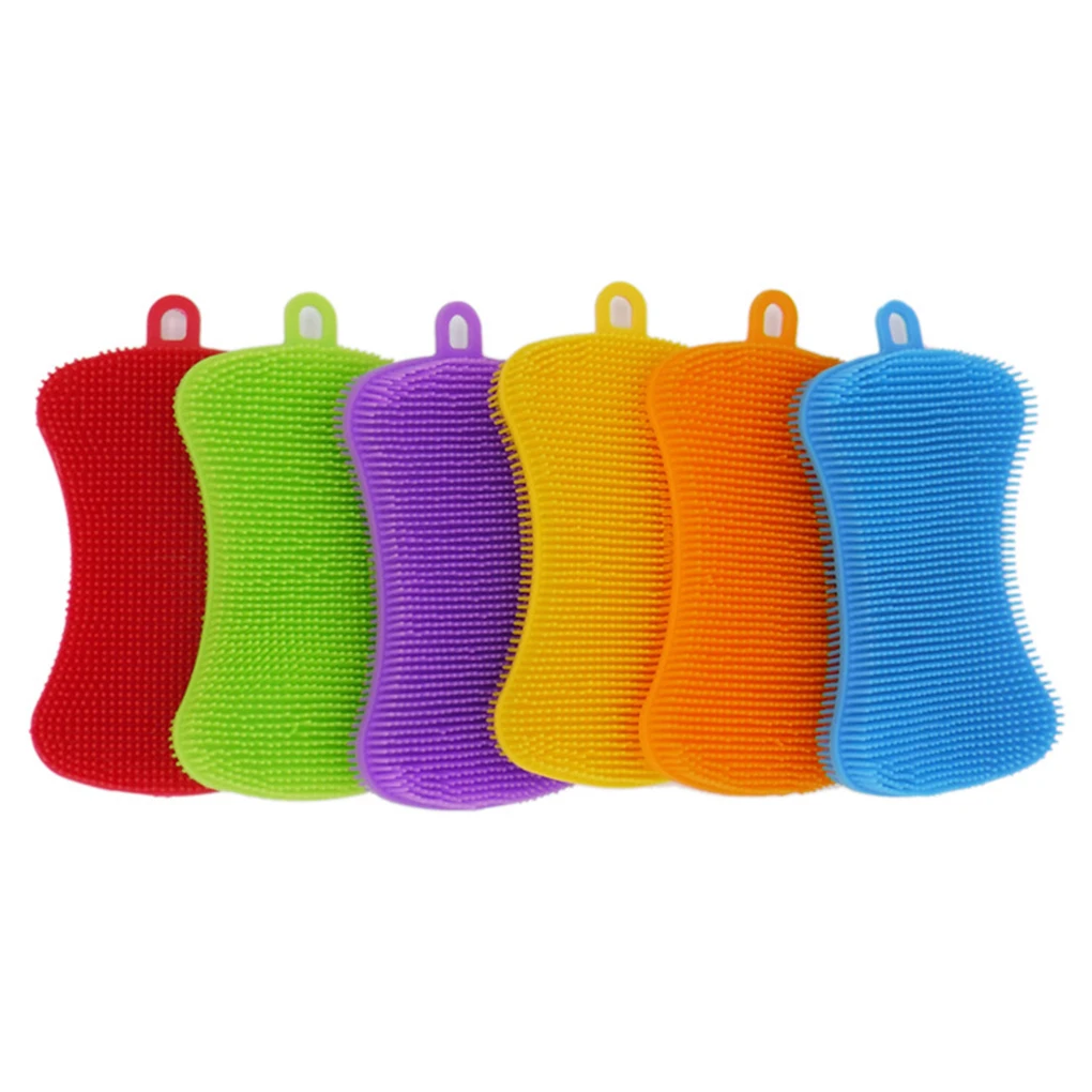 

Silicone Sponges Dish Scrubber Kitchen Wash Heat-Resistant Non-Stick Cleaning Brush Random Color