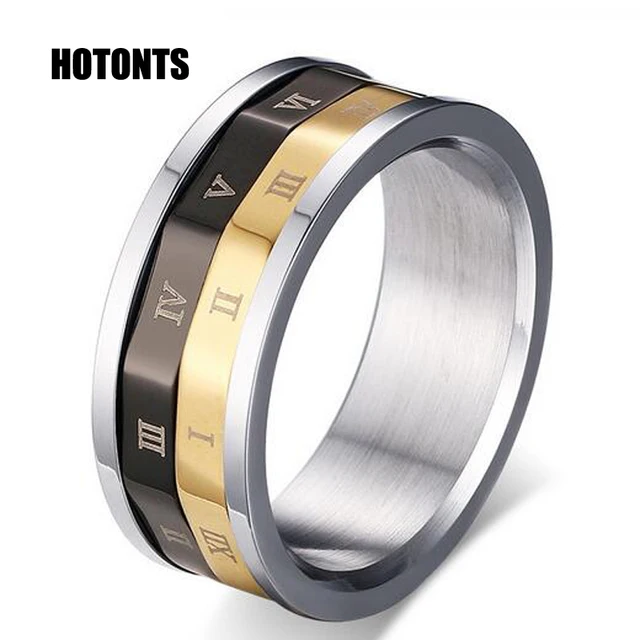 R 108 High Quality Turnable Lucky Ring Roman Letter Men Rings R 108 High Quality Turnable Lucky Ring Roman Letter Men Rings Anium Steel Black