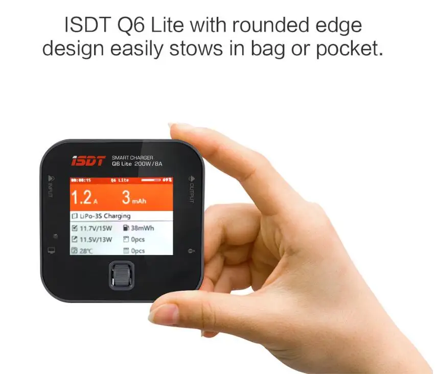 

Original ISDT Q6 lite 200W 8A Pocket Battery Balance Charger for RC Drone Helicopter Quad Car Boat RC Charger Part