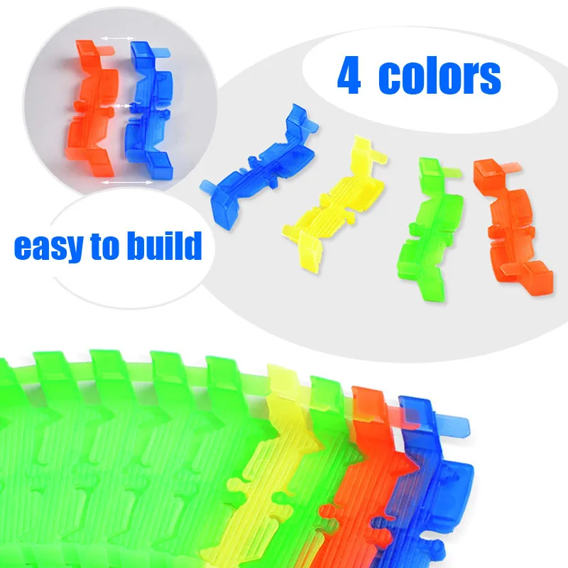 Kitoz Мега набор гоночный трек светится в темноте красочный слот светодиодный светильник автомобильный изгиб гибкий трек твист гоночный трек железная дорога игрушка для мальчика