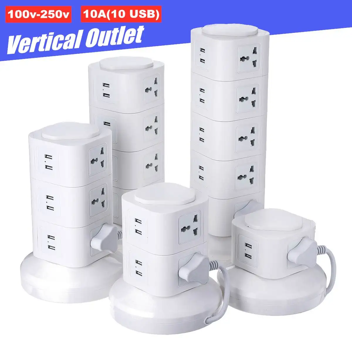 

Multifunction Vertical Power Socket USB Ports Charger Electrical Socket Powerboard Extension Plug Power Strip Outlet Universal