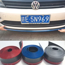 4PCS Universal PU Carbon Fiber Red Blue Silver Yellow Front lip Chin Strip Body Kit Trim 2.5 Meters for Audi BMW Volkswagen Benz