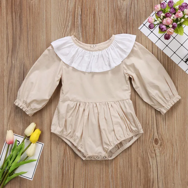Sweet Newborn Baby Girls Infant One Piece Clothes Kids Cotton Ruffles