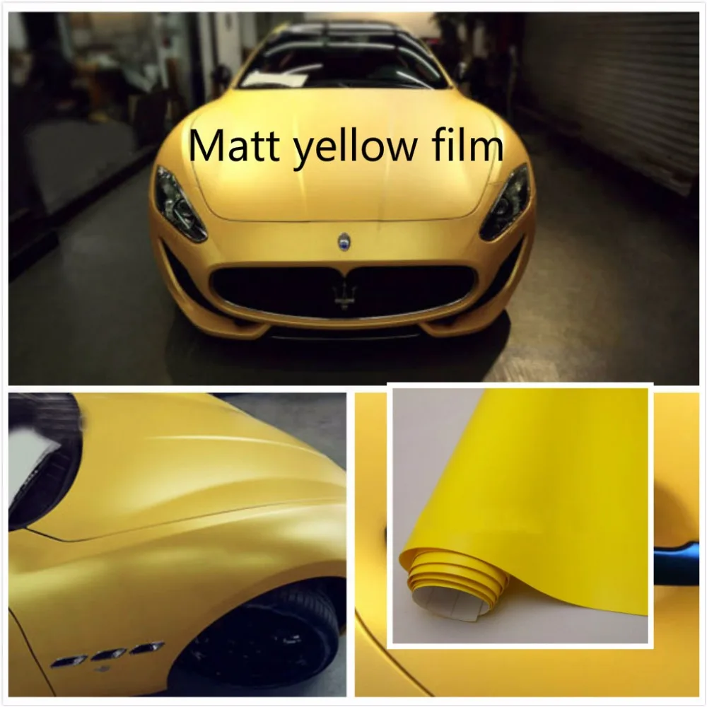 Матовая желтая виниловая самоклеящаяся пленка 50 см х 152 см|vinyl wrap|car stylingcar film |