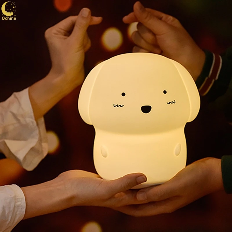 

Ochine Colorful Light Party Decor Rechargeable Cute Dog Design Animal Silicone Soft Cartoon Baby Nursery Lamp Gift2049