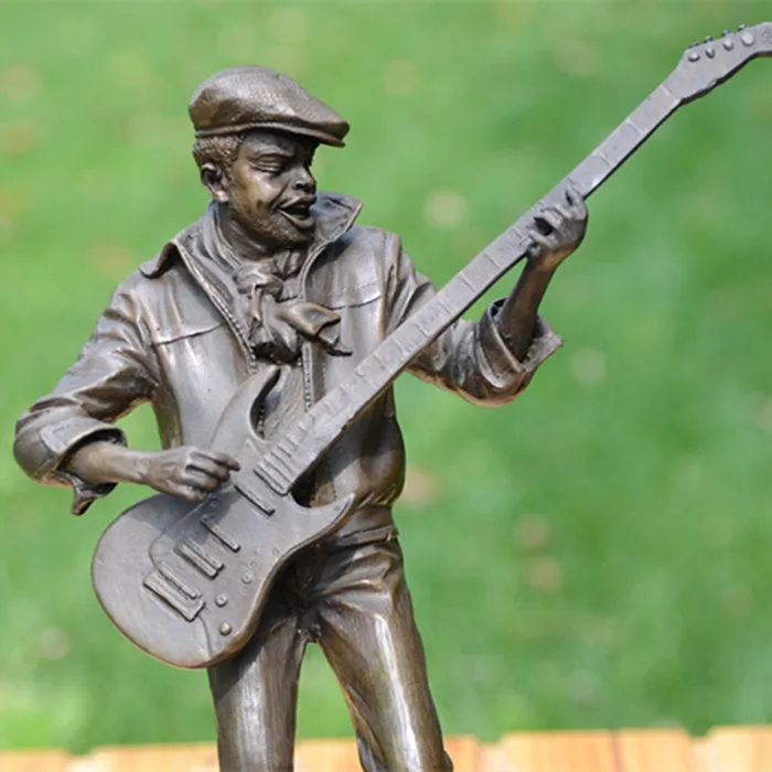 

Electric bass bronze statue sculpture crafts ornaments music birthday gift hotel decoration