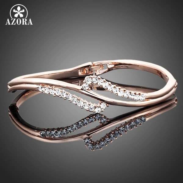 AZORA Rose Gold Color Stellux Austrian Crystal Bangle Bracelet TB0005