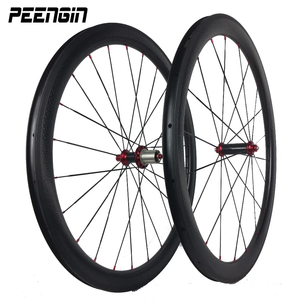 700C Carbon dimple wheelsets road bike wheel 45mm Clincher U shape design 25mm width dimple