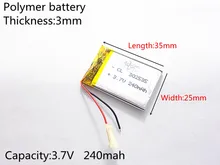 3.7V,240mAH,302535 PLIB; polymer lithium ion / Li-ion battery for GPS,mp3,mp4,mp5,dvd,bluetooth,model toy mobile bluetooth