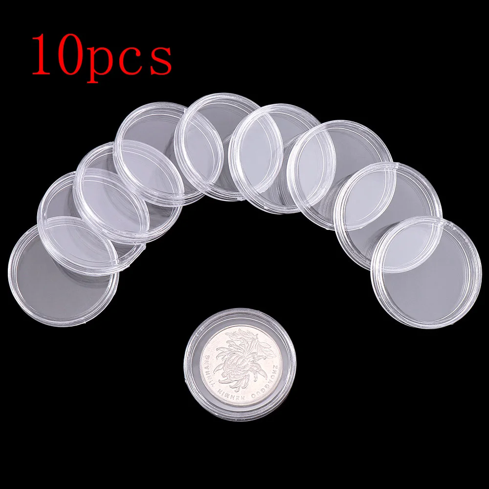 

10pcs/set Coin Collection Box Clear Round Plastic Cases Coin Storage Capsules Holder 30mm Acrylic practical waterproof
