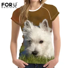 FORUDESIGNS/Повседневная женская летняя футболка, дышащая футболка с коротким рукавом для девочек, женские модные топы с изображением животных, собаки терьера, футболка
