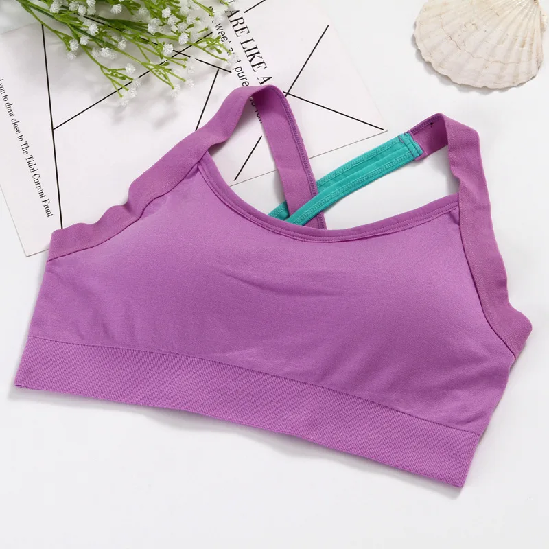 Цветной спортивный женский бюстгальтер с перекрестной вышивкой сзади ...