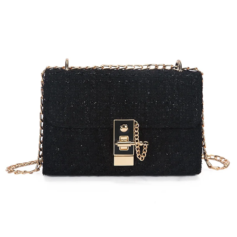 

Woman Fashion Button Woolen Simple Design Chain Shoulder Bag Messenger Bag Famous Brand Women Creative Bolt Shoulder Bags