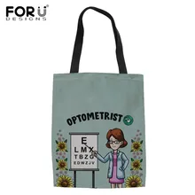 FORUDESIGNS Optometrist узор многоразовая складная сумка для похода в магазин Сумка-тоут женская сумка на плечо Хлопковая сумка Bolsas de tela Shopper