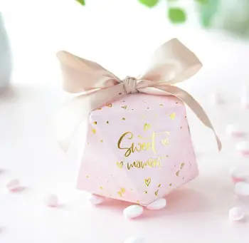 

100 X New Diamond Shape Pink Heart Sweet Moment Candy Box Wedding Favors Chocolate Box Party Supplies Gift Box