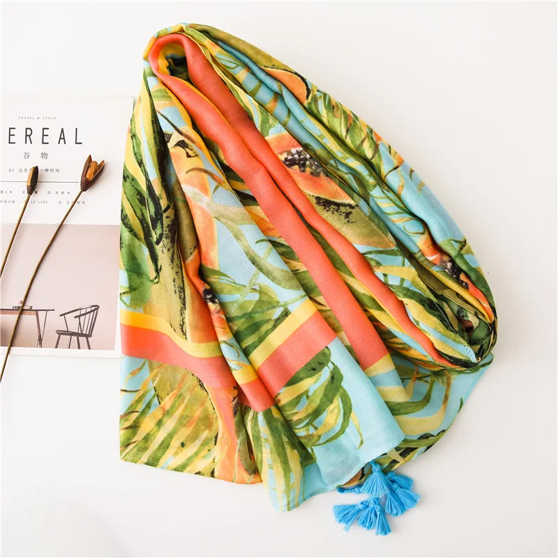 Marte & Joven классический летний пляжный солнцезащитный шарф шарфы женские оверсайз 180*90 см папайя шаль с принтом палантин Женская бандана