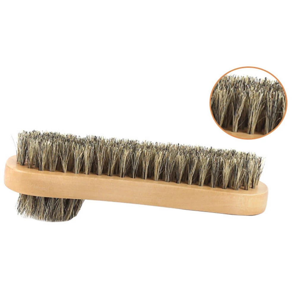 

Mane Shoe Brush Shoes Polish Shining Brushing Wooden Handle Household Cleaning Brush Horse Hair Brush Soft Polishing Tool