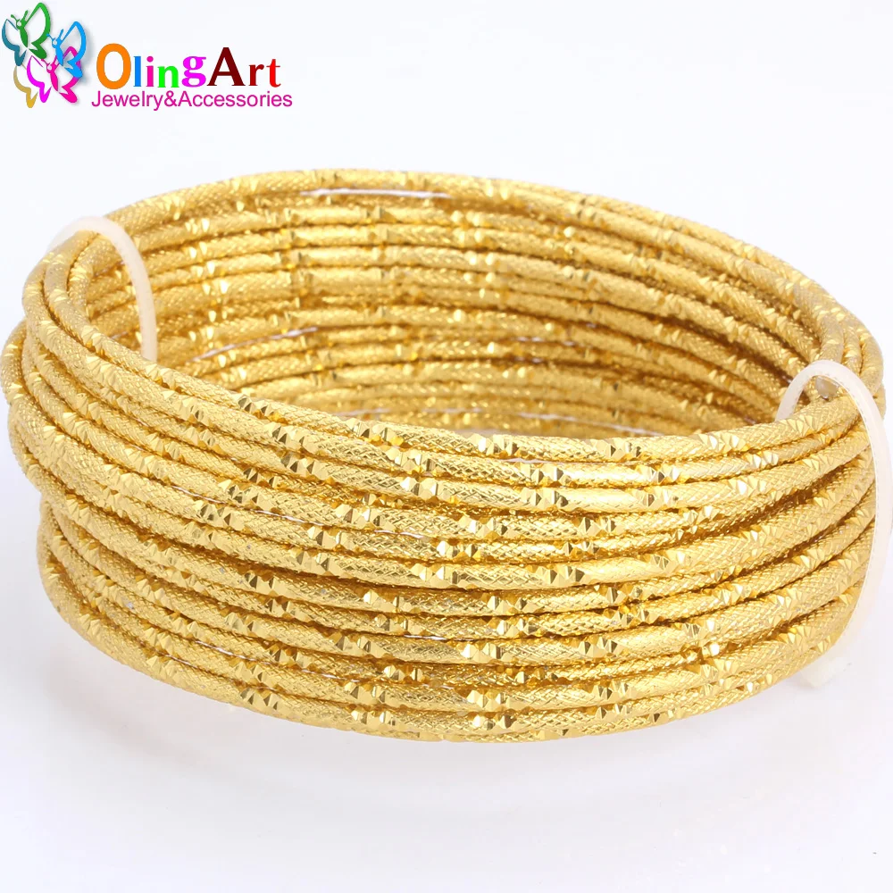 OLINGART 5M/lot 2.0mm Strip Pattern Aluminum wire gold soft craft versatile metal wire necklace DIY Handmade jewelry making