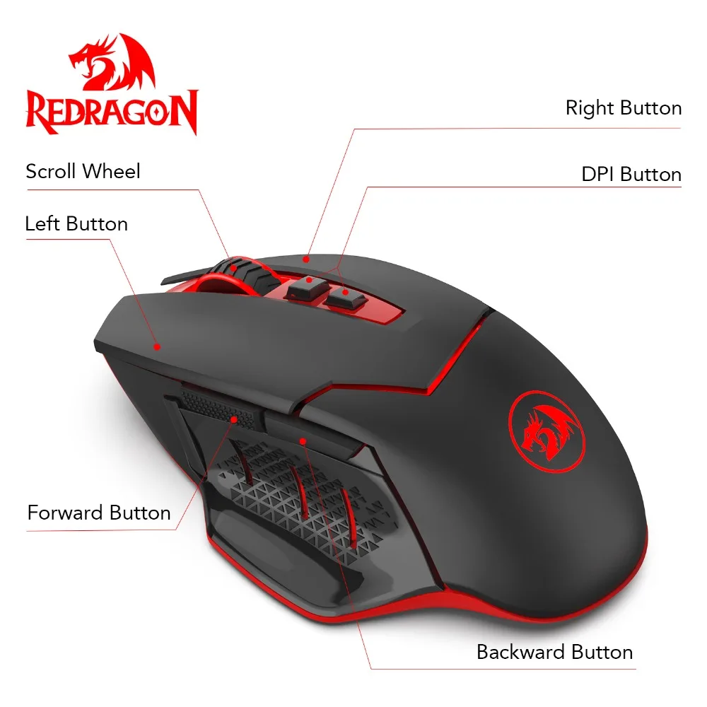 Redragon Professional Wireless Gaming Mouse 8 Buttons Mice for MMO Pro Gamers PC Computer Laptop Redragon Professional Wireless Gaming Mouse 8 Buttons Mice for MMO Pro Gamers PC Computer Laptop