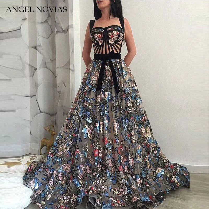 Длинное роскошное кружевное вечернее платье с цветочной вышивкой,, кафтан, Дубай, вечерние платья с вышивкой, Vestido Formatura Longo