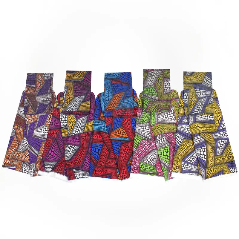 

African wax pattern silk fabric printed design multi color style nigerian silk fabric for party dress S180808