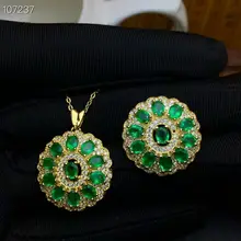 MeiBaPJ, натуральный Коламбия, изумруд, ювелирный набор, 925 пробы, серебро, два предмета, люкс, зеленый камень, хорошее ювелирное изделие для женщин