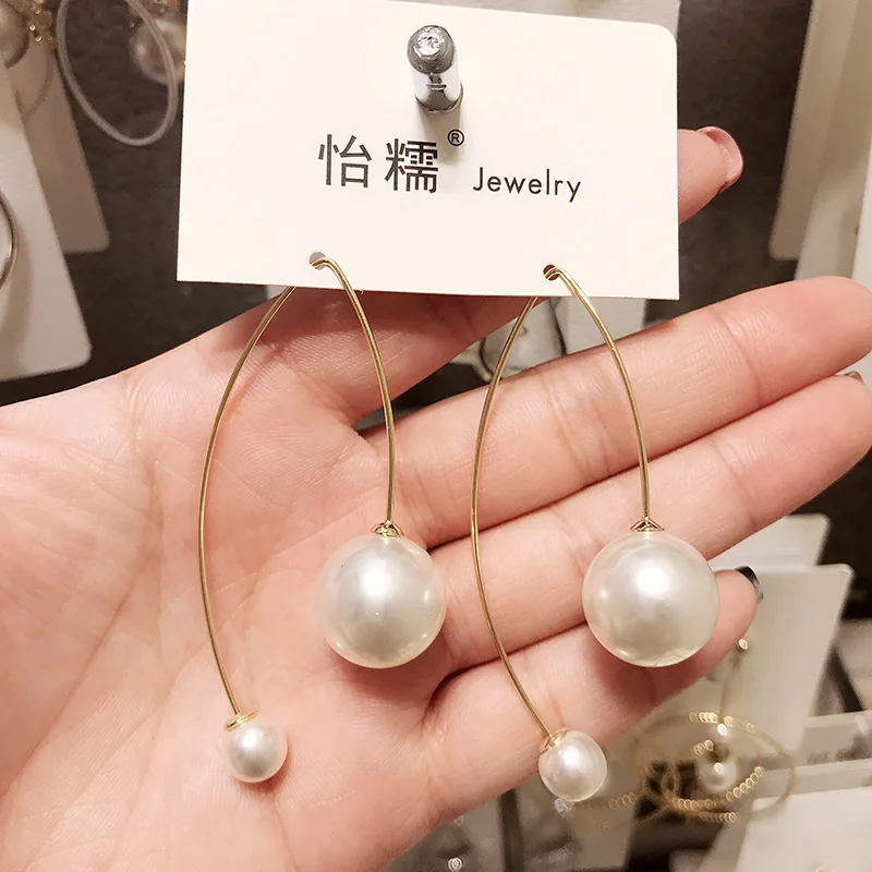 

new Arrival Simulated-pearl Trendy Water Drop Women Dangle Earrings Hook Female Super Fairy Simple Long Pendant Jewelry