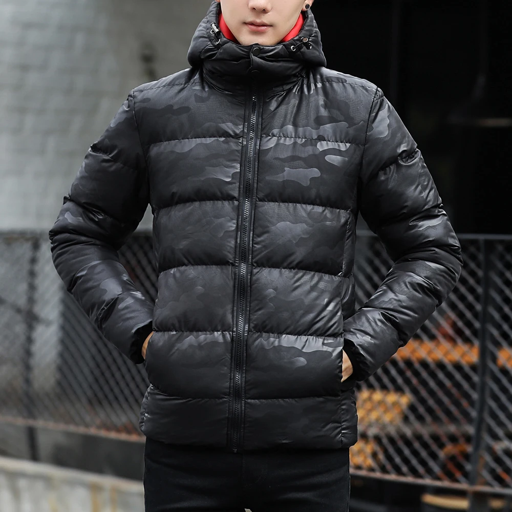 Зимние мужские повседневные парки стеганая куртка пальто мужские с капюшоном толстые теплые Jaqueta Masculino Inverno Young men Parka Fit Snow Cold - Цвет: camouflage black