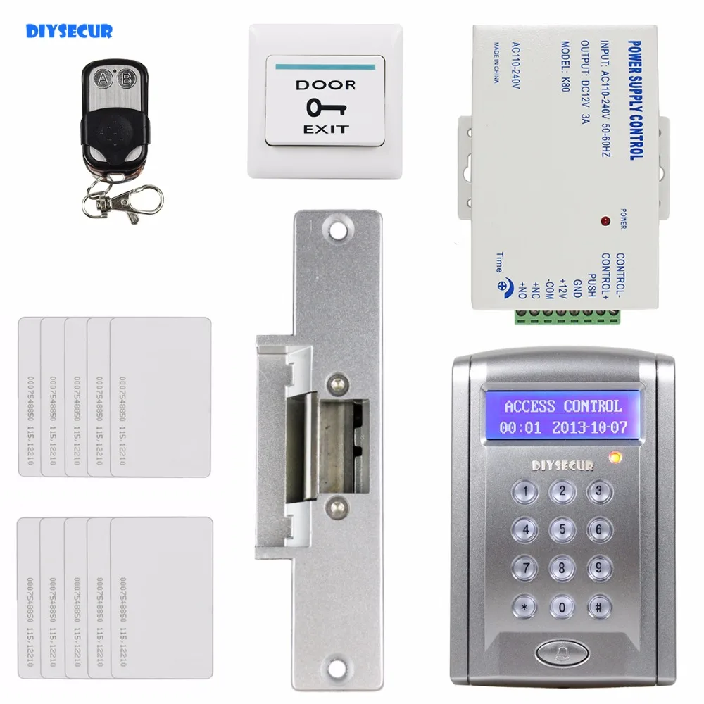 

DIYSECUR Remote Controlled ID Card Access Control Security System Kit With Doorbell Button + Strike Lock BC200