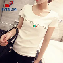 EVENLIM Cute Printed Summer t shirt Women Tops Short Sleeve O-Neck White t-shirt Cartoon Clothing for Girls Tees Plus Size DR802