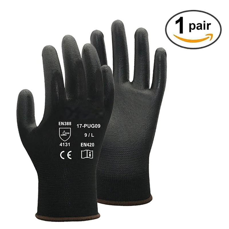 

1 Pairs Polyester PU Coating Comfortable Non-Slip Wear-Resistant Labor Protection Work Gloves Practical Safety work safety glove