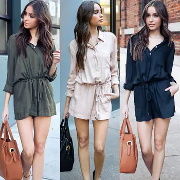 

New Women Ladies Bodysuits Clubwear V Neck Long Sleeve Playsuit Bodycon Party Jumpsuit Romper Trousers