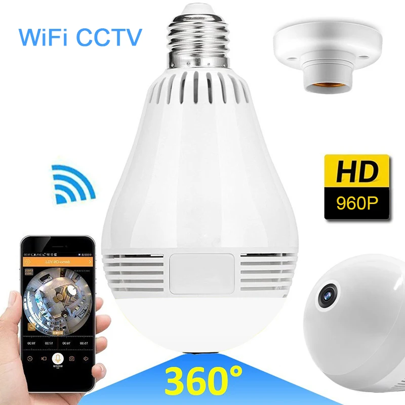 

Home 360 Degree IP Camera 960P Panoramic Security Surveillance LED Light Bulb Wifi Wireless Real Time Monitoring Fisheye Camera