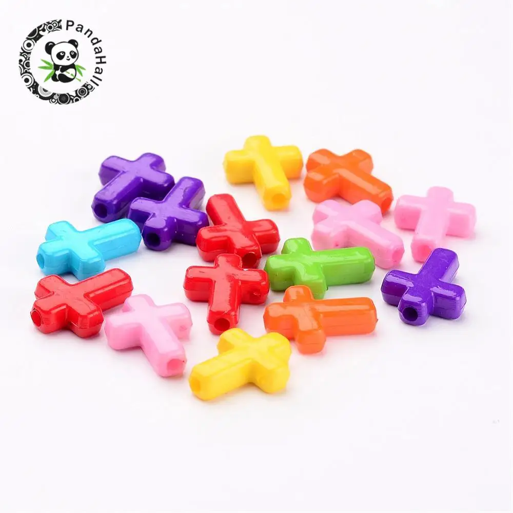 

100pcs Mixed Color Snap Acrylic Cross Beads for Earring Bracelets Jewelry Making DIY Accessories 16x12x4.5mm hole: 2mm