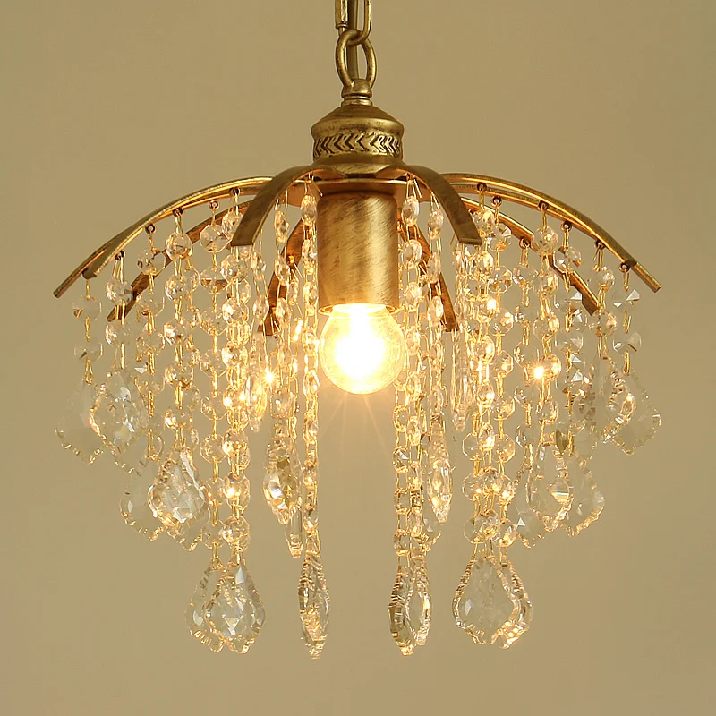 

Pastoral style Korean wrought iron Branches crystal pendant light bedroom dining room lamp