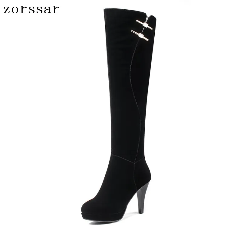 

{Zorssar} 2019 New Women Boots Winter Fashion Over the Knee Boots Sexy Thin Heels Boots Platform Woman Shoes Black size 34-40