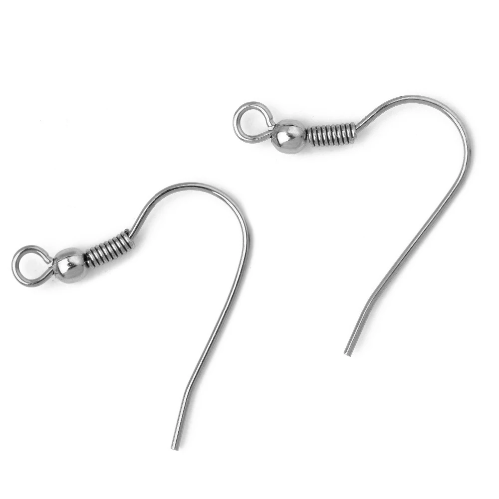 20x23mm Stainless Steel Fishhook Ear Wires Ball Loop Hook Earrings ...