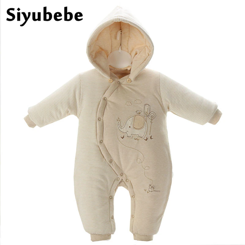 

Winter Baby Rompers Organic Cotton Baby Hooded Snowsuit Jumpsuit Long Sleeve Thick Warm Baby Girls Boy Romper Newborn Clothing