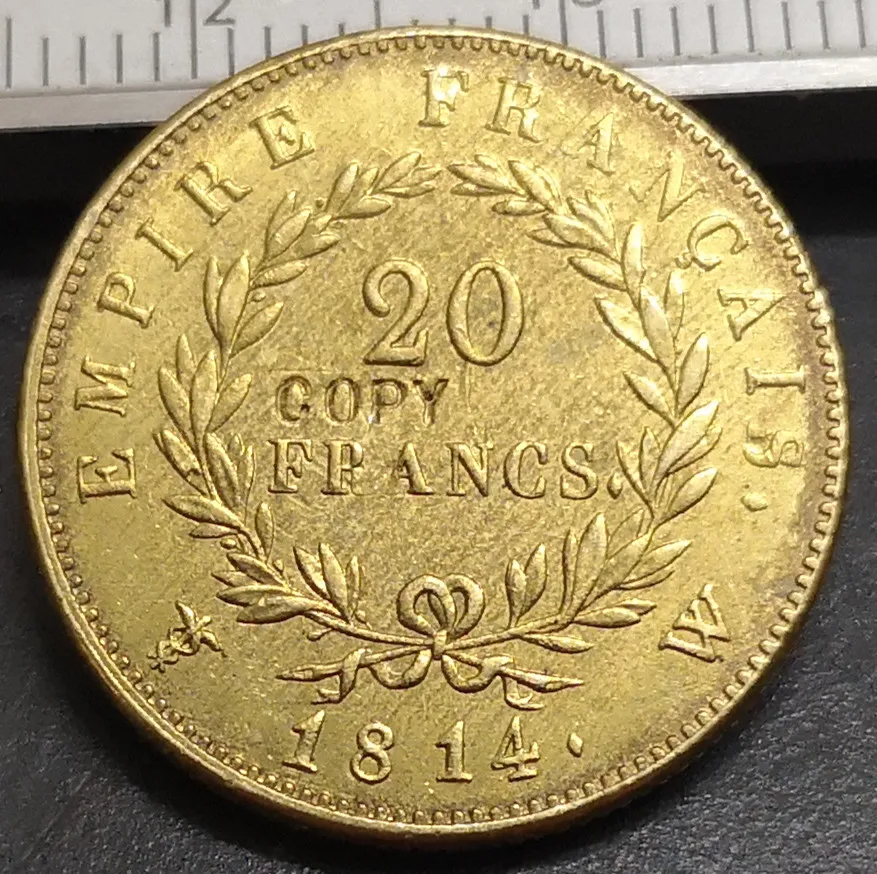 

1814 France 20 Francs-Emperor Napoleon Copy Gold Plated coin