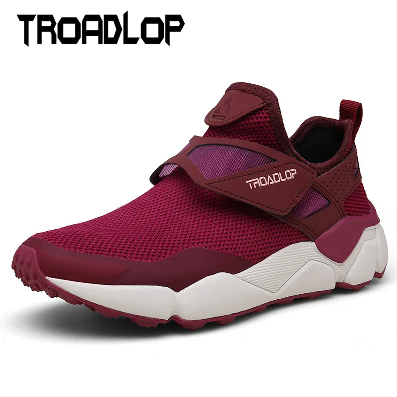

Troadlop Hot Pink Mesh Sneakers Slip-on Magic Tape Flat Casual Shoes Women Outdoor Shoes