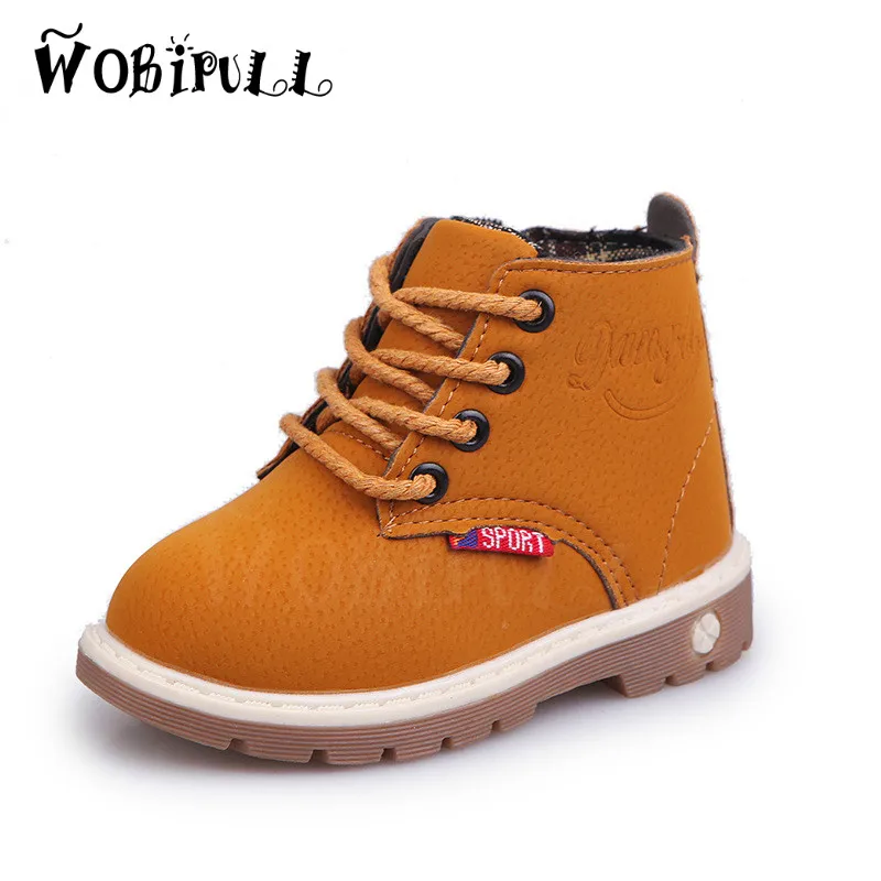 WOBIPULL kids boots 2017 girls boys fall boots non slip yellow Martin