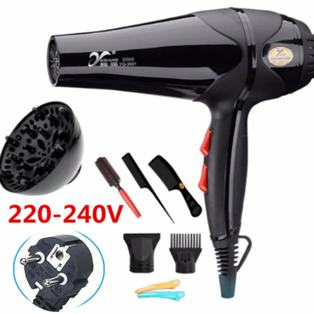 Russian Stock 3000W 220V Hair Dryer Blue Light Anion Ceramic Ionic Fast Styling Blow Dryer AC Motor Salon&Home Use Hair Drier yaqiang 3000w hair dryer blue light anion ceramic ionic fast styling blow dryer ac motor salon