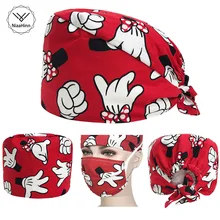 Женская хирургическая шапка s для медсестер с узором для операционной комнаты, хирургические шапки с эффектом потертости, хлопковая шапка с Микки, один размер, медицинская шапочка для спа, Новинка