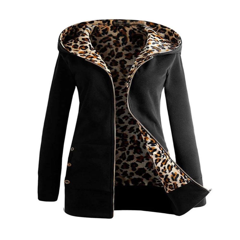 

Hooded womens coats winter chaqueta mujer leopard print winter jacket women 2018 Hooded Sweater Coat #442