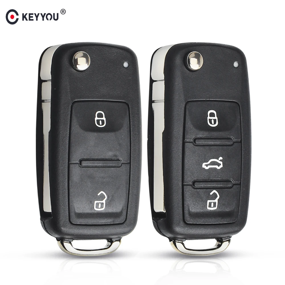 

KEYYOU 2 3 Buttons Flip Folding Key Case Blank Shell For VW Polo Golf MK6 Jetta Tiguan Touareg 2002-2011 202AD Car Key Shell