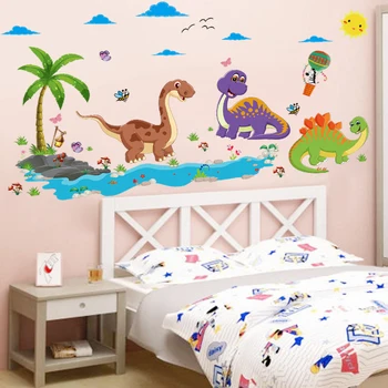 

Dinosaur cartoon anime cute animal boy children's room bedside kindergarten loaded removable wall sticker