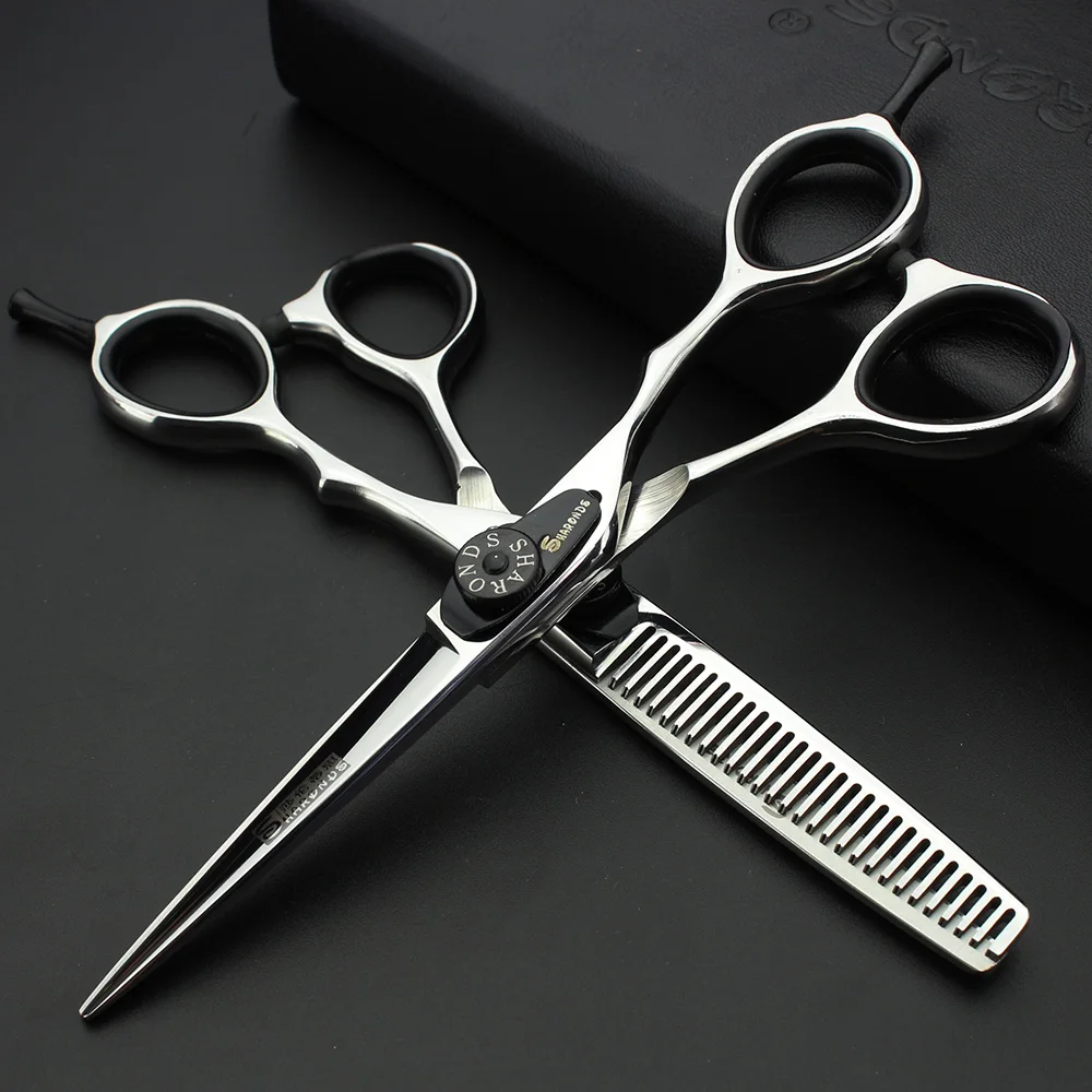 5,5 дюймов высокого качества ножницы для стрижки волос Япония 440c парикмахерские ножницы набор из нержавеющей стали режущие филировочные ножницы