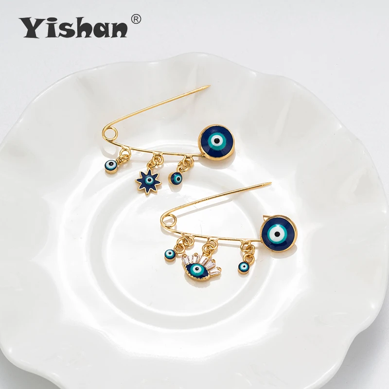 

Yishan Sliver/Gold Iron Brooch Evil Eye Elephant Shape Back Badge Holder Safe Lock Brooch Pins DIY Findings Jewelry Accessories