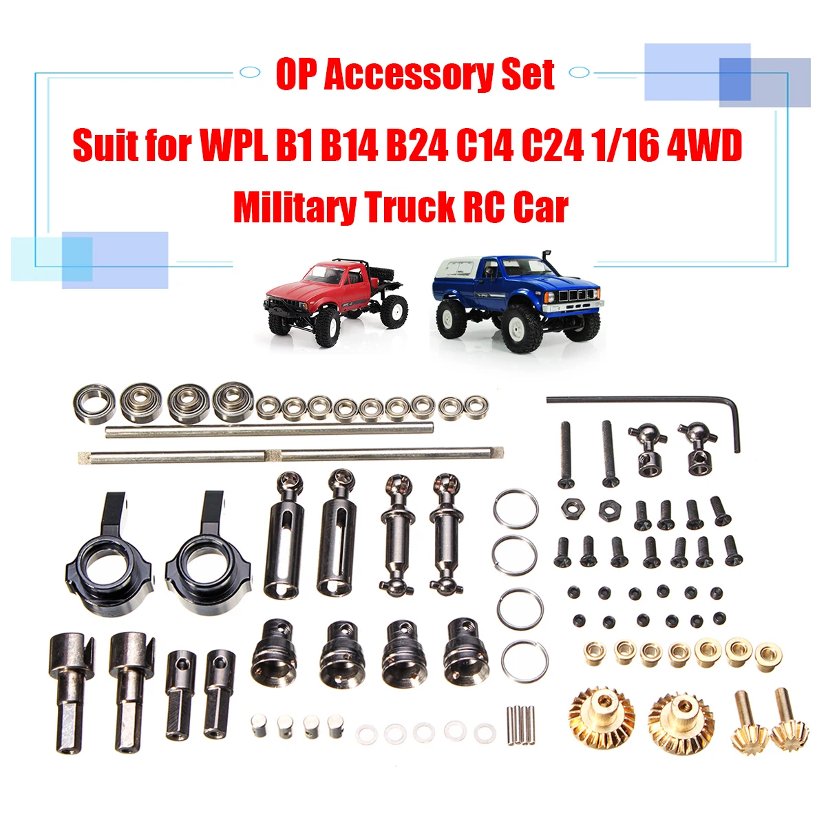 

For WPL RC Car B1 B14 B24 C14 C24 1/16 4WD Military Truck RC Cars Spare Part Set Upgrade Metal OP Accessory Set Perfect-fit